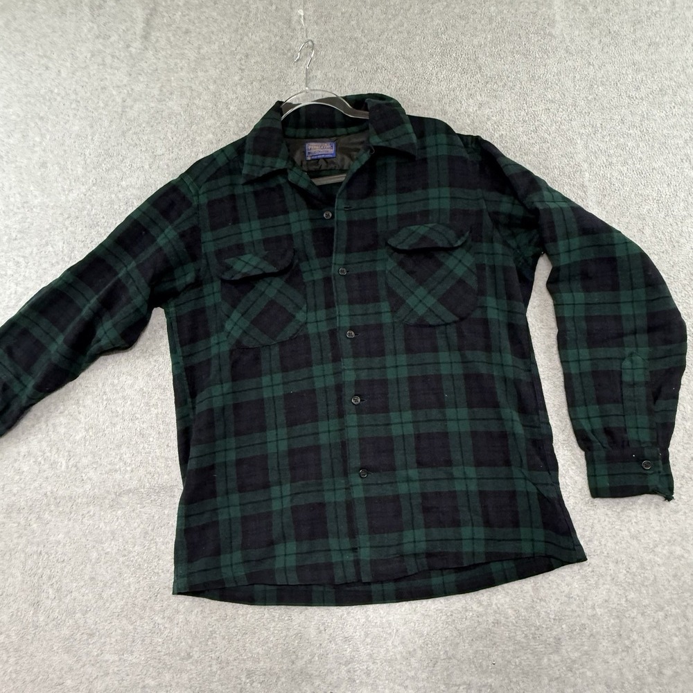 Vintage Pendleton Board Shirt Mens M Blue Green Tartan Plaid Loop USA 70s 80s